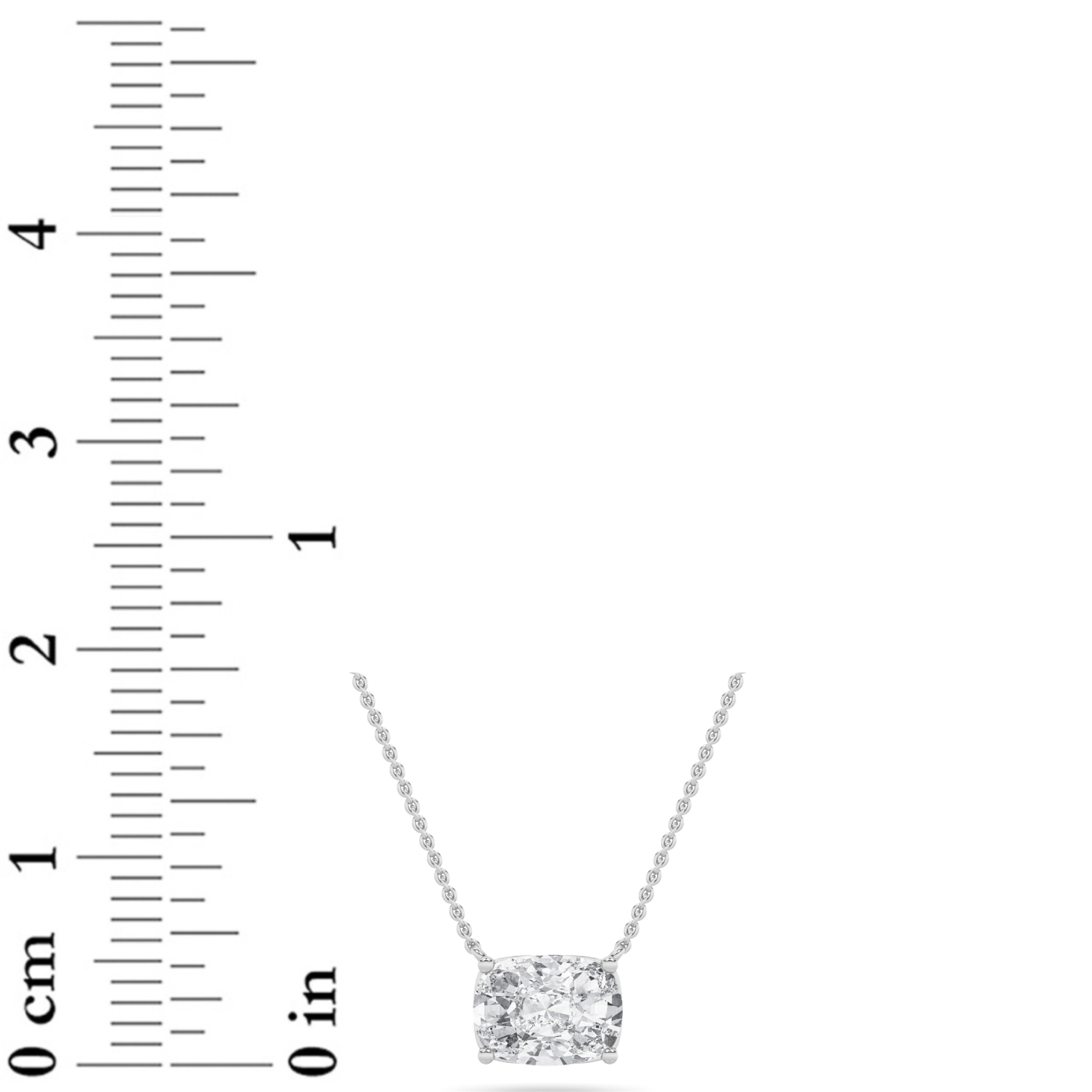 Elongated Cushion Shaped Lab Grown Diamond (F/VS) East West Solitaire Necklace in 14K Gold