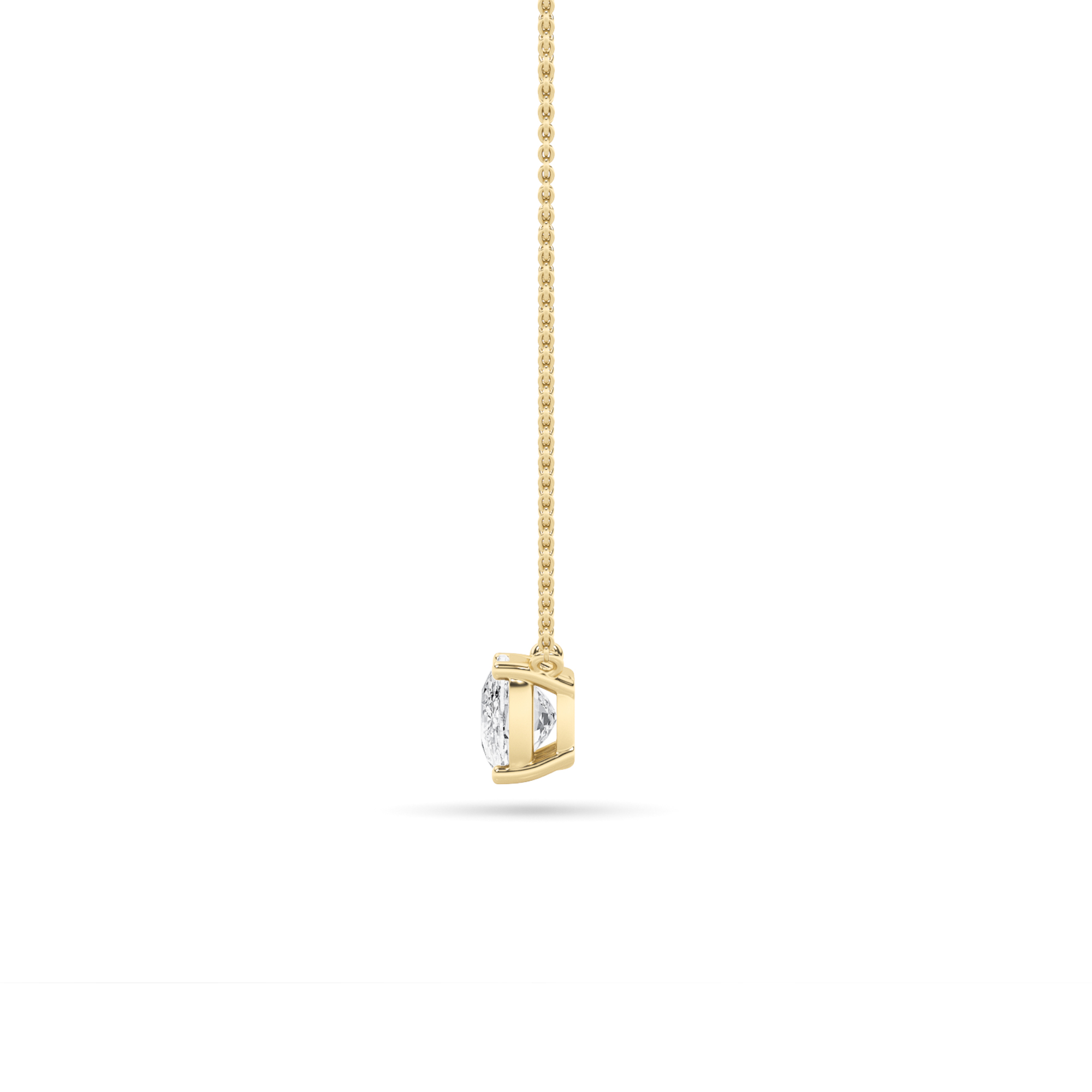 Elongated Cushion Shaped Lab Grown Diamond (F/VS) East West Solitaire Necklace in 14K Gold