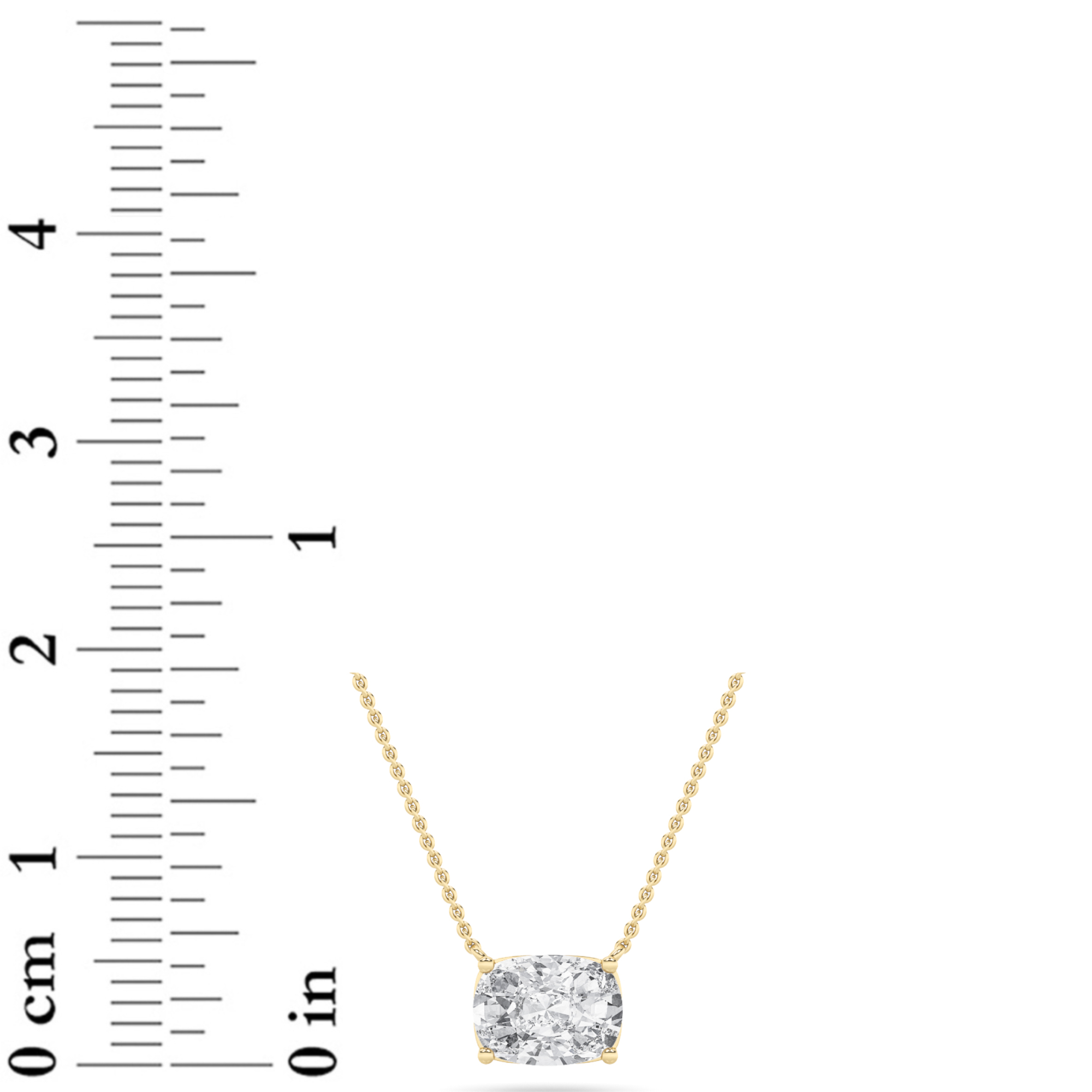 Elongated Cushion Shaped Lab Grown Diamond (F/VS) East West Solitaire Necklace in 14K Gold