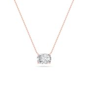 Elongated Cushion Shaped Lab Grown Diamond (F/VS) East West Solitaire Necklace in 14K Gold