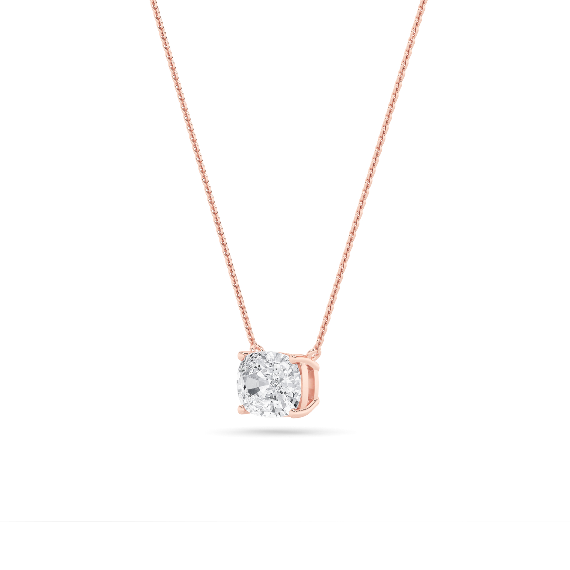 Elongated Cushion Shaped Lab Grown Diamond (F/VS) East West Solitaire Necklace in 14K Gold