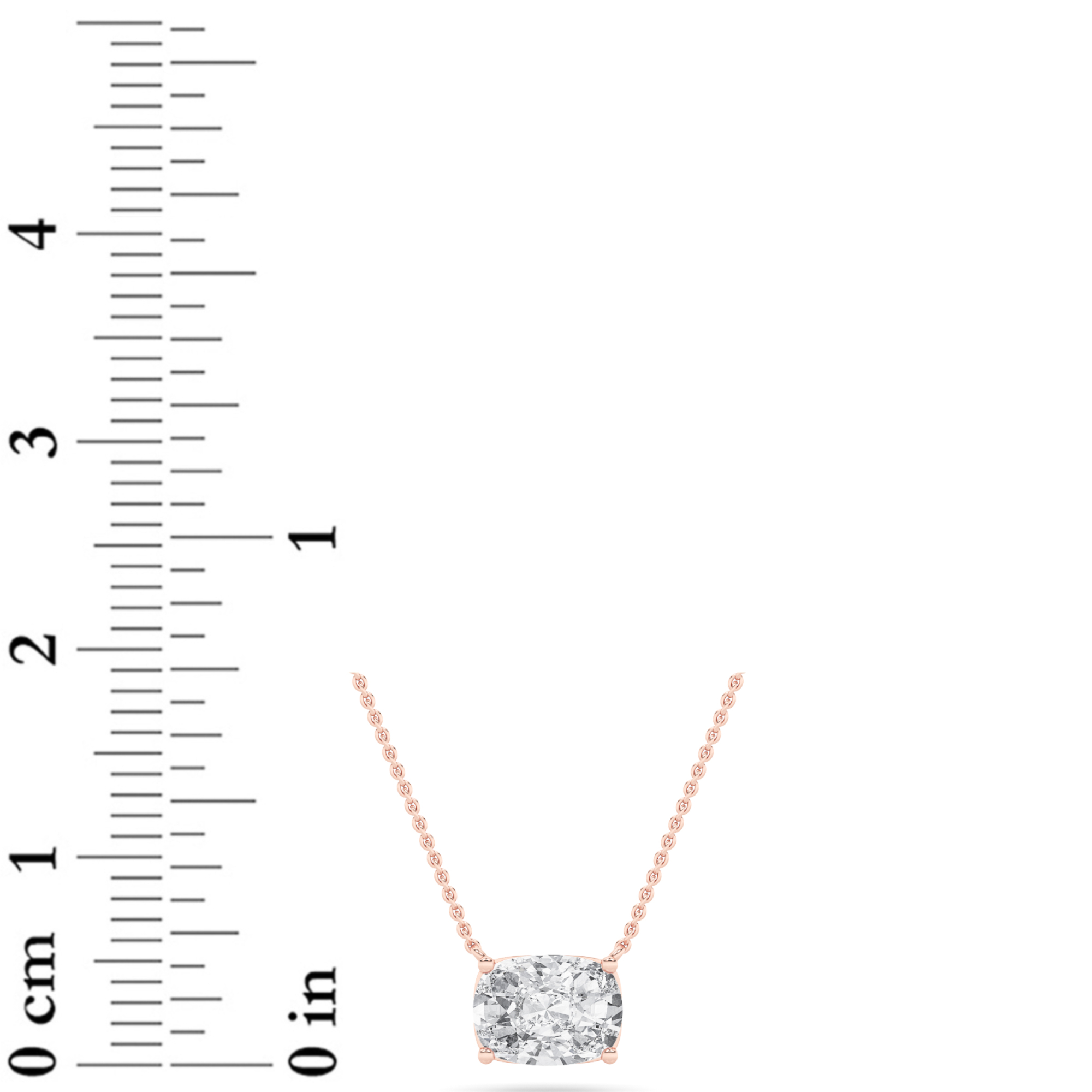 Elongated Cushion Shaped Lab Grown Diamond (F/VS) East West Solitaire Necklace in 14K Gold