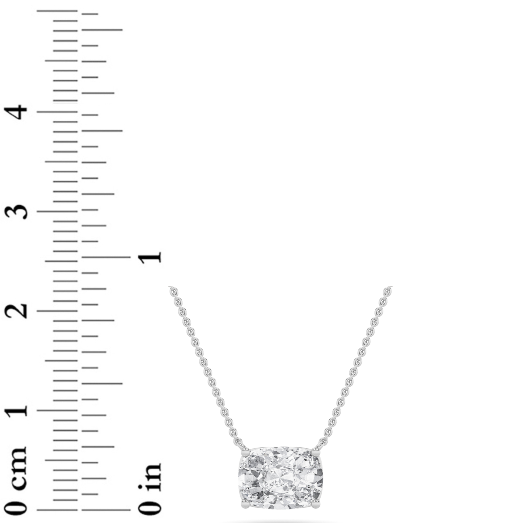 Elongated Cushion Shaped Lab Grown Diamond (F/VS) East West Solitaire Necklace in 14K Gold