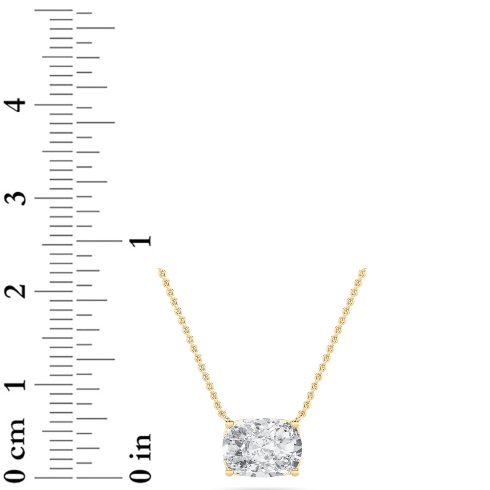 Elongated Cushion Shaped Lab Grown Diamond (F/VS) East West Solitaire Necklace in 14K Gold