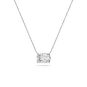 Elongated Cushion Shaped Lab Grown Diamond (F/VS) East West Solitaire Necklace in 14K Gold