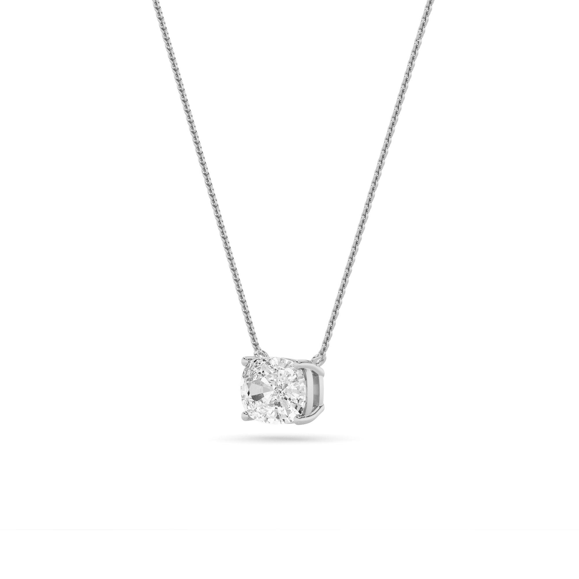 Elongated Cushion Shaped Lab Grown Diamond (F/VS) East West Solitaire Necklace in 14K Gold
