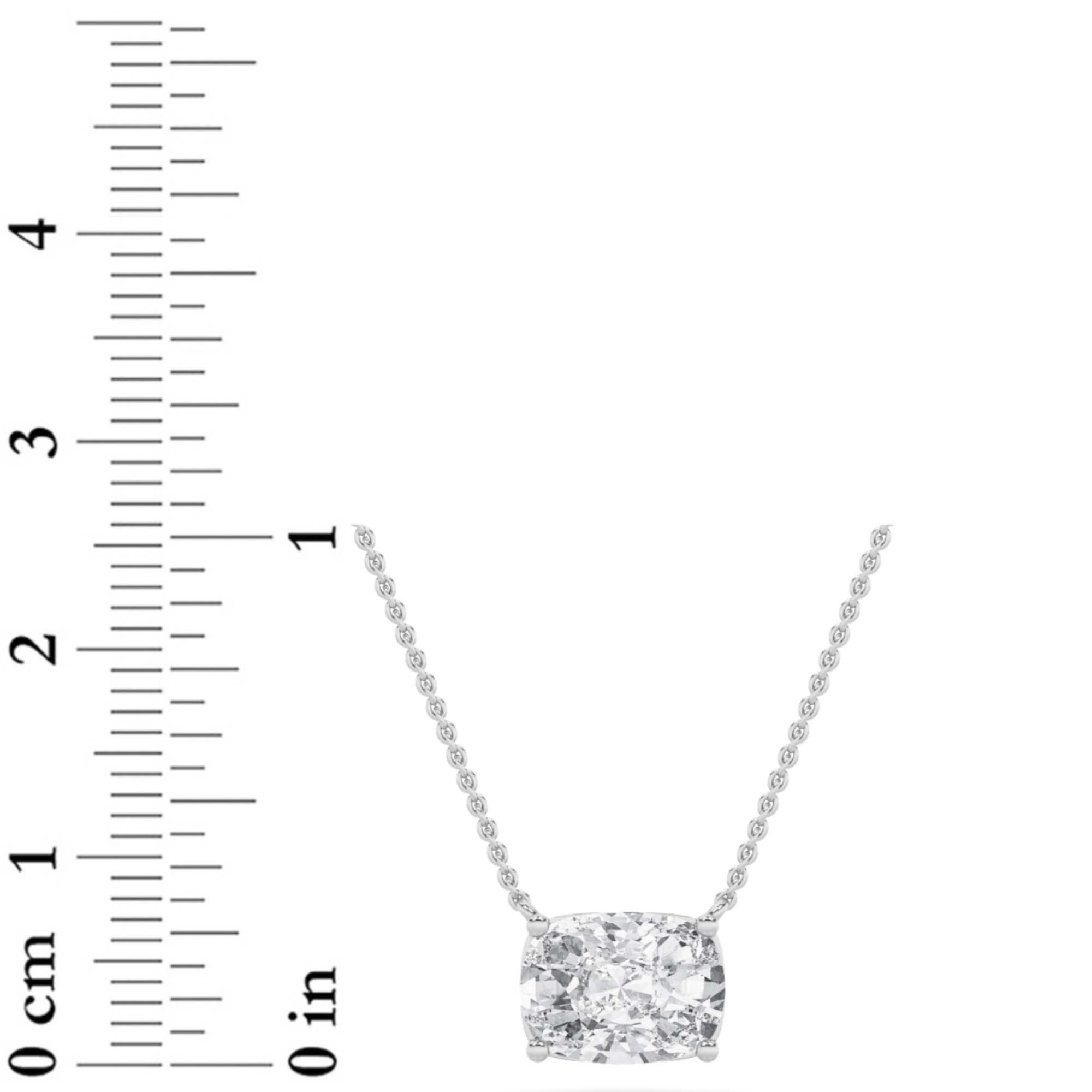 Elongated Cushion Shaped Lab Grown Diamond (F/VS) East West Solitaire Necklace in 14K Gold