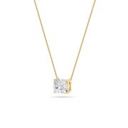Elongated Cushion Shaped Lab Grown Diamond (F/VS) East West Solitaire Necklace in 14K Gold
