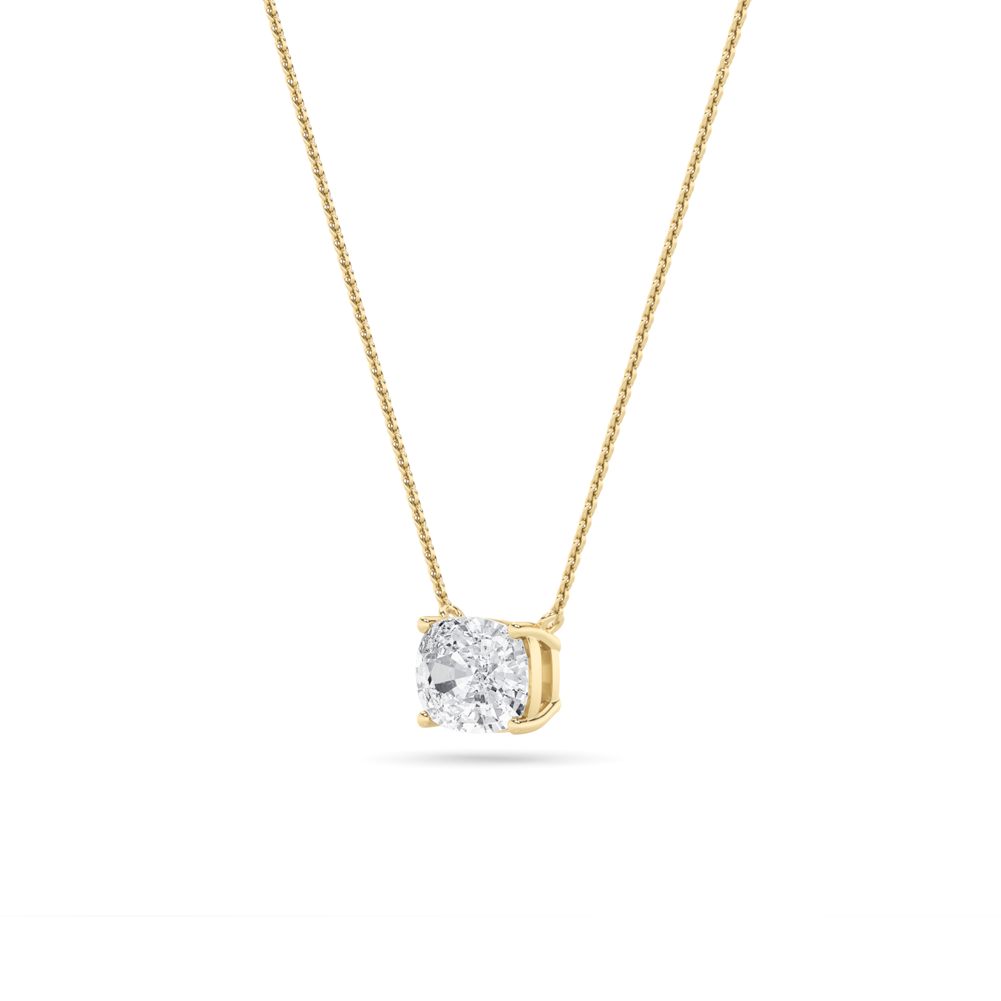 Elongated Cushion Shaped Lab Grown Diamond (F/VS) East West Solitaire Necklace in 14K Gold