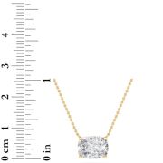 Elongated Cushion Shaped Lab Grown Diamond (F/VS) East West Solitaire Necklace in 14K Gold