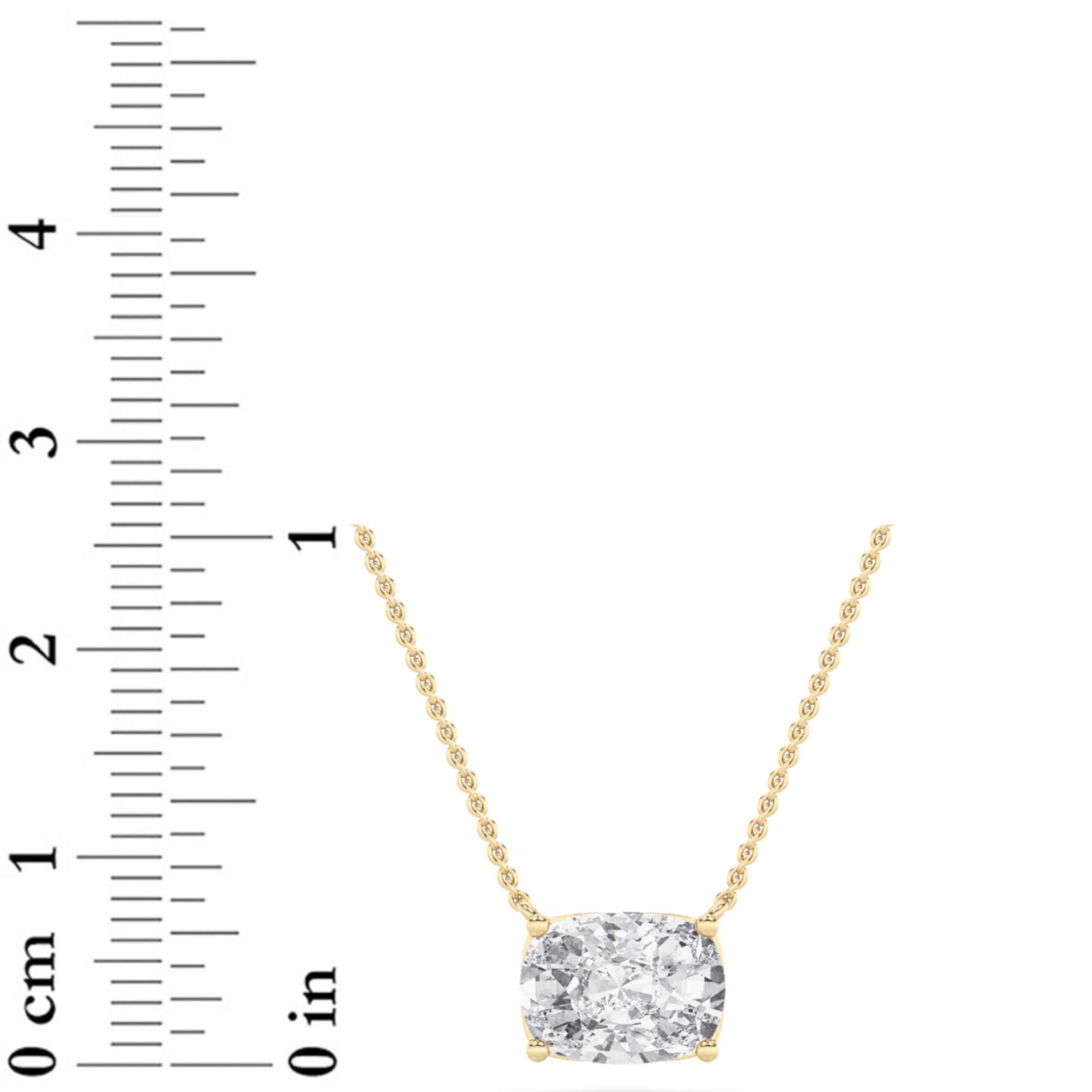 Elongated Cushion Shaped Lab Grown Diamond (F/VS) East West Solitaire Necklace in 14K Gold