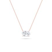 Oval Shaped Lab Grown Diamond (F/VS) East West Solitaire Necklace in 14K Gold