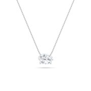 Oval Shaped Lab Grown Diamond (F/VS) East West Solitaire Necklace in 14K Gold
