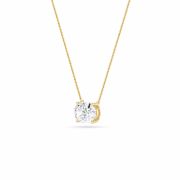 Oval Shaped Lab Grown Diamond (F/VS) East West Solitaire Necklace in 14K Gold