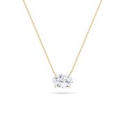 Oval Shaped Lab Grown Diamond (F/VS) East West Solitaire Necklace in 14K Gold