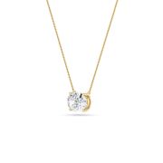 Oval Shaped Lab Grown Diamond (F/VS) East West Solitaire Necklace in 14K Gold