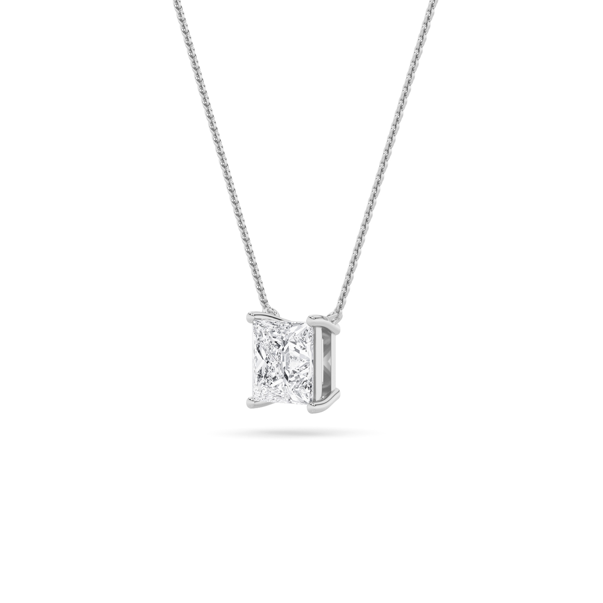 Princess Shaped Lab Grown Diamond (F/VS) Solitaire Necklace in 14K Gold