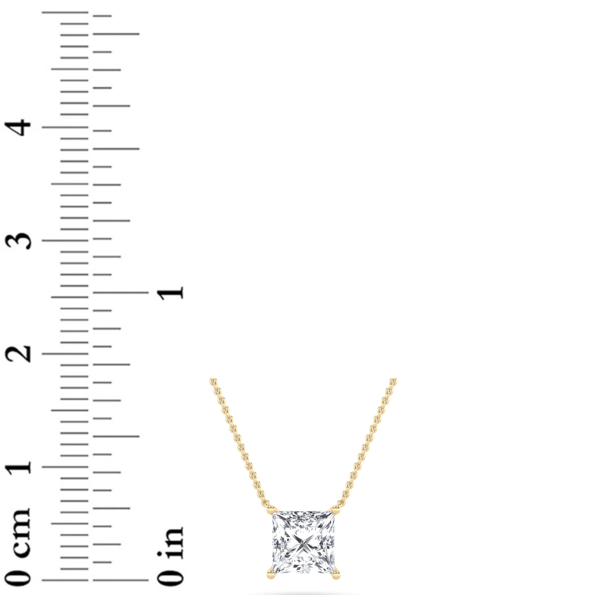 Princess Shaped Lab Grown Diamond (F/VS) Solitaire Necklace in 14K Gold