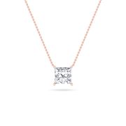 Princess Shaped Lab Grown Diamond (F/VS) Solitaire Necklace in 14K Gold