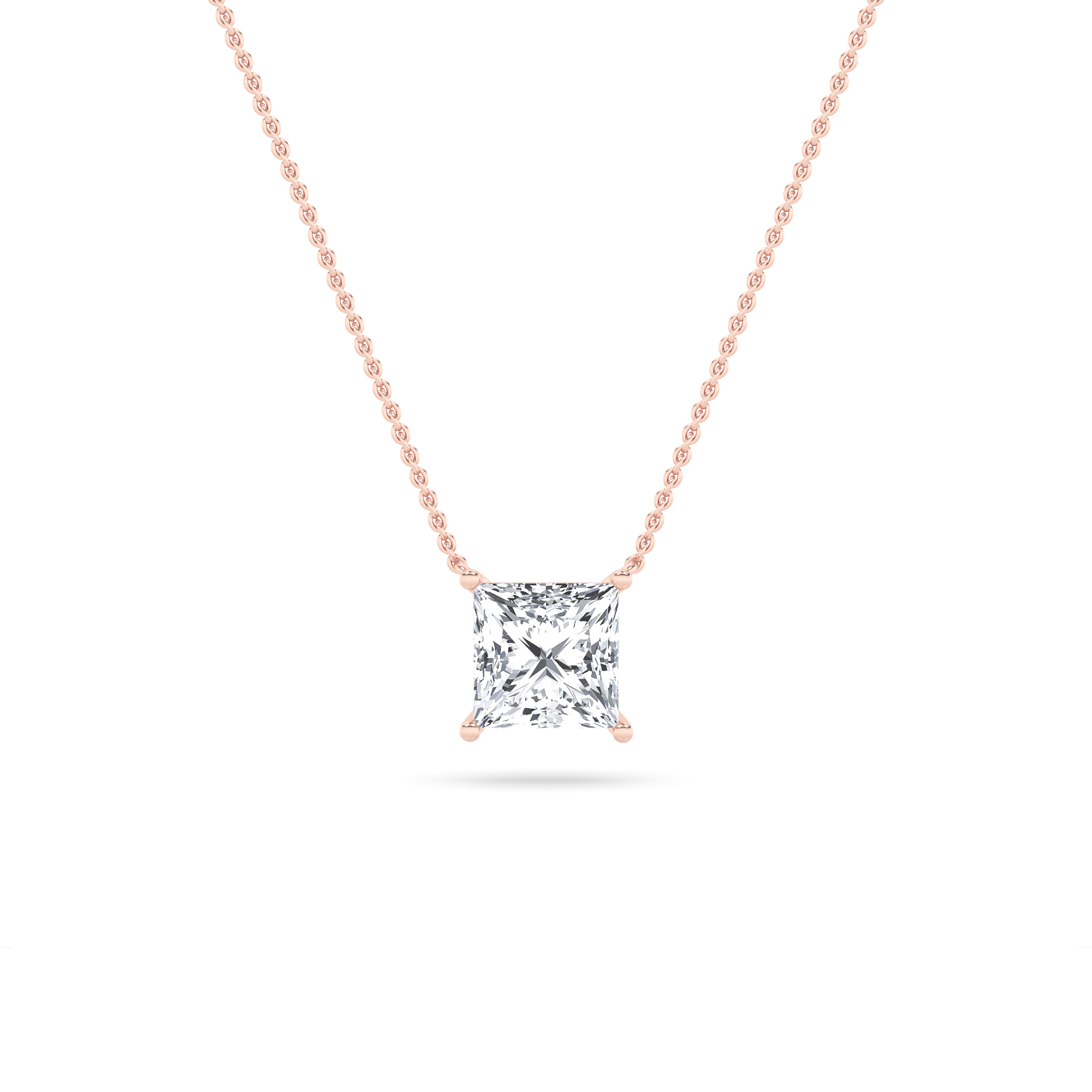 Princess Shaped Lab Grown Diamond (F/VS) Solitaire Necklace in 14K Gold