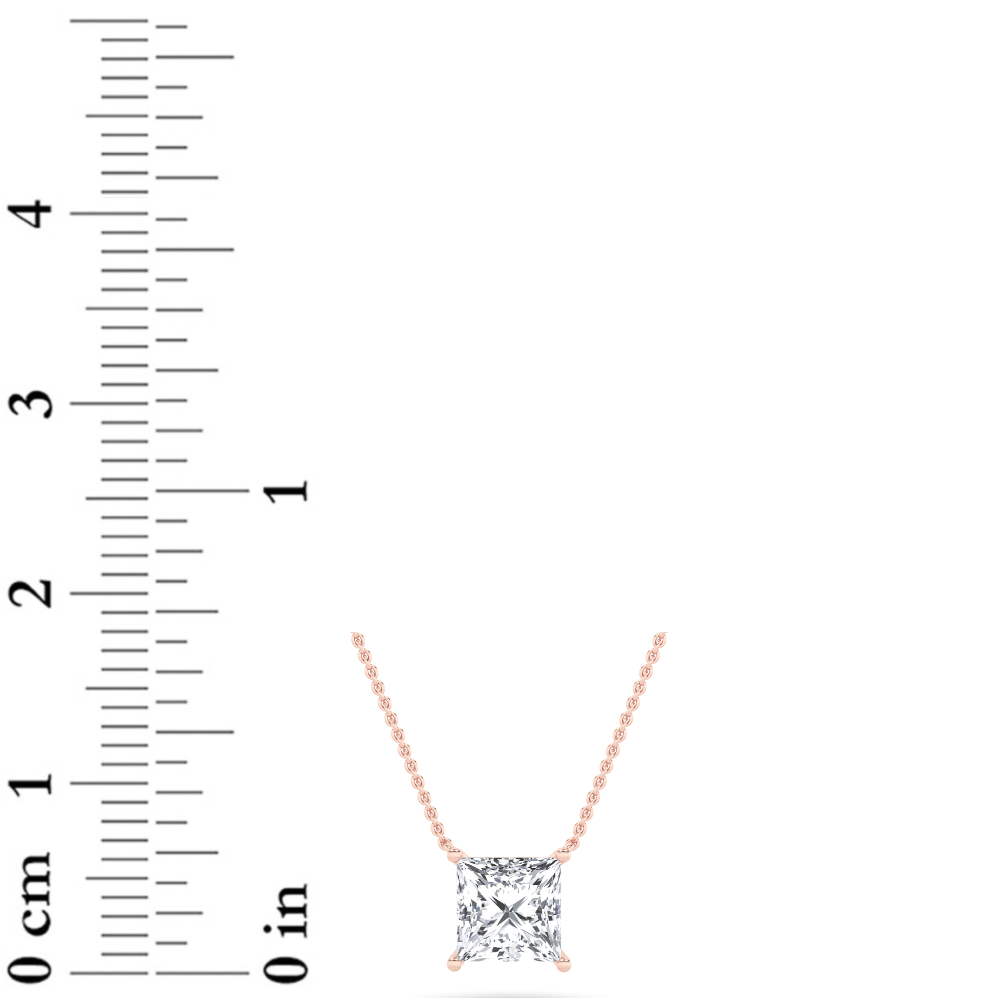 Princess Shaped Lab Grown Diamond (F/VS) Solitaire Necklace in 14K Gold
