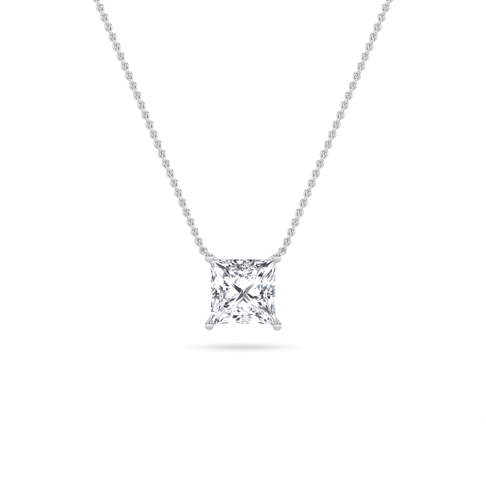 Princess Shaped Lab Grown Diamond (F/VS) Solitaire Necklace in 14K Gold