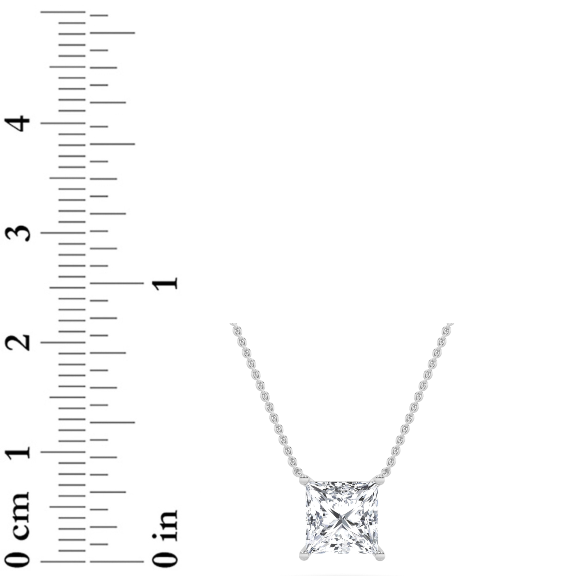 Princess Shaped Lab Grown Diamond (F/VS) Solitaire Necklace in 14K Gold