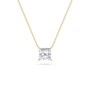 Princess Shaped Lab Grown Diamond (F/VS) Solitaire Necklace in 14K Gold