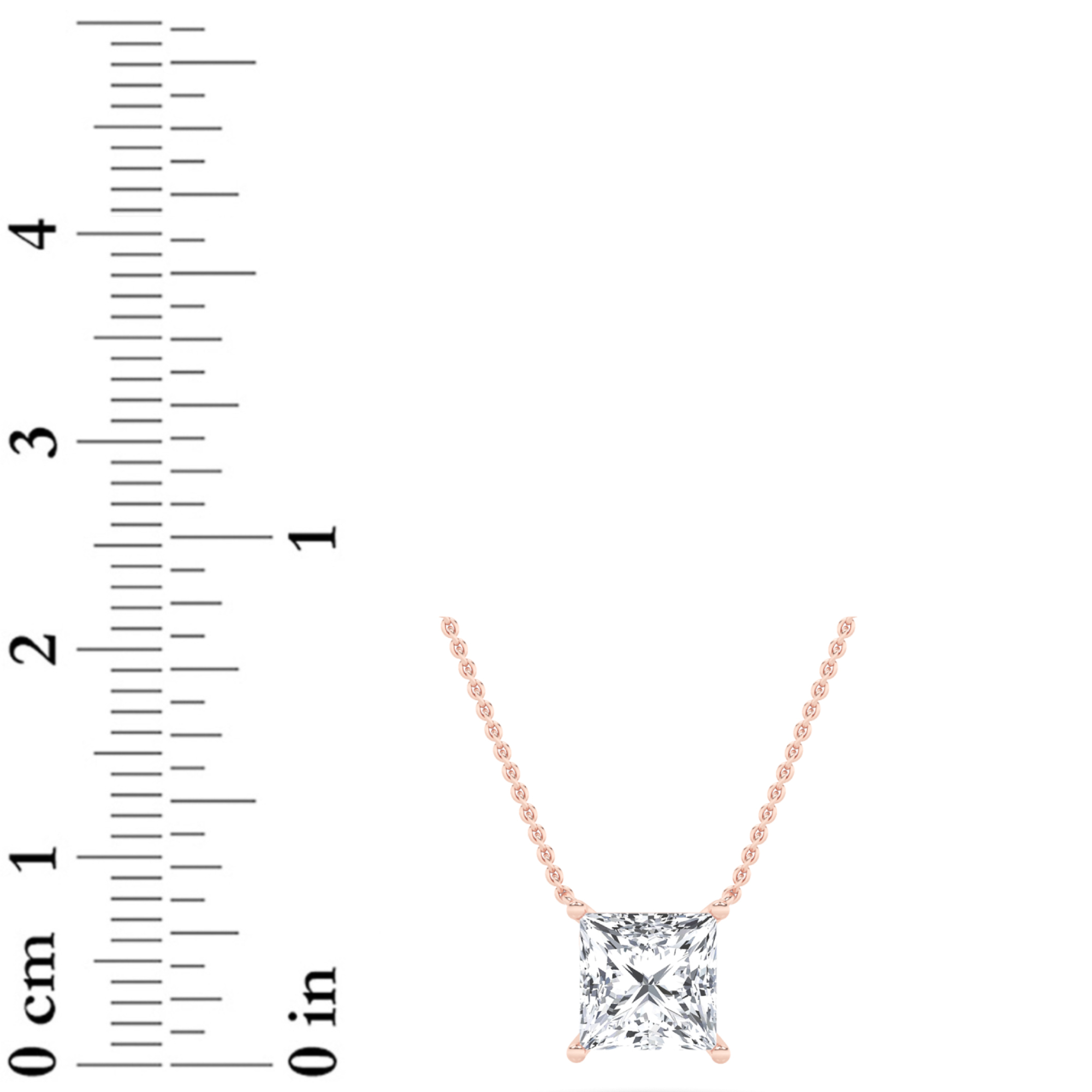 Princess Shaped Lab Grown Diamond (F/VS) Solitaire Necklace in 14K Gold