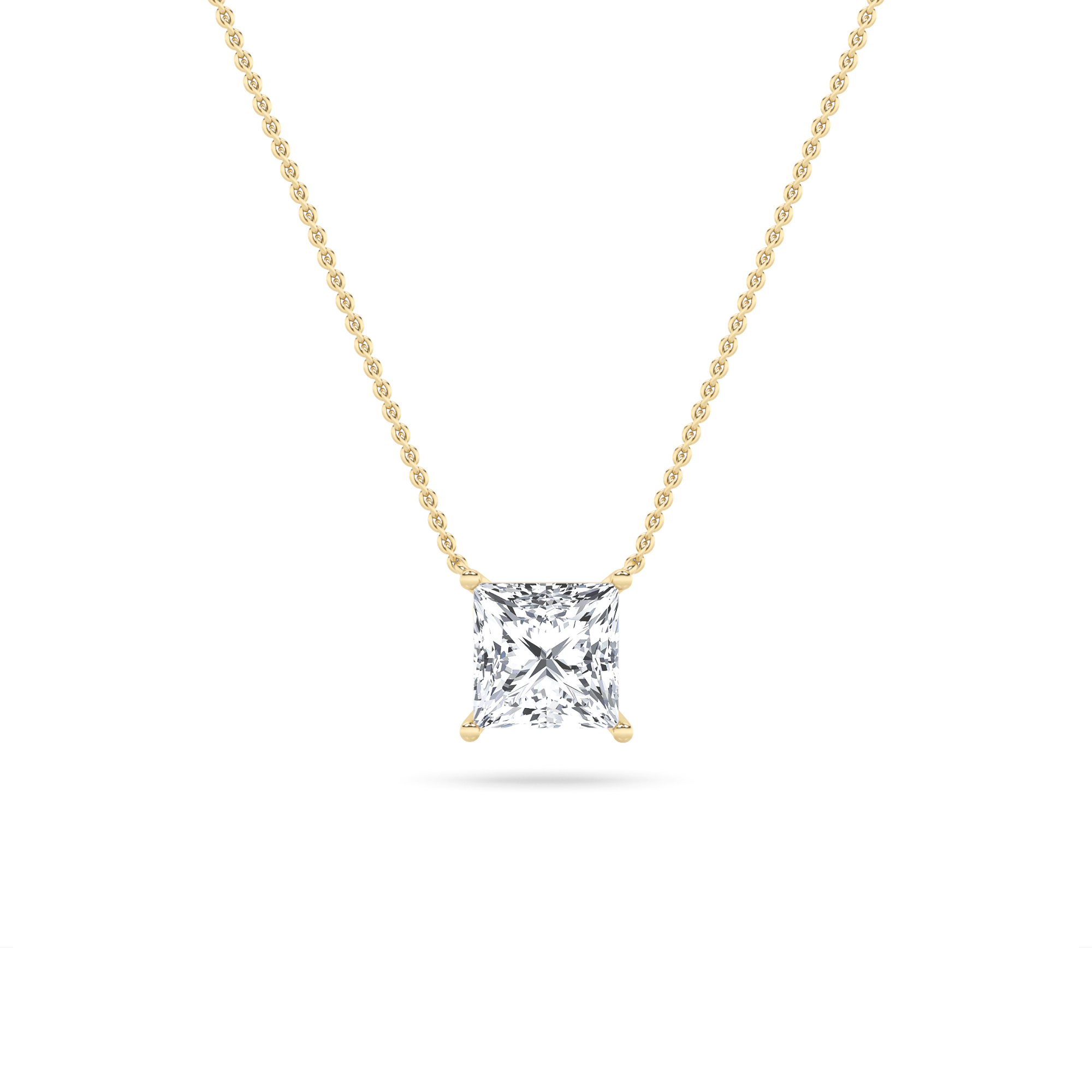 Princess Shaped Lab Grown Diamond (F/VS) Solitaire Necklace in 14K Gold