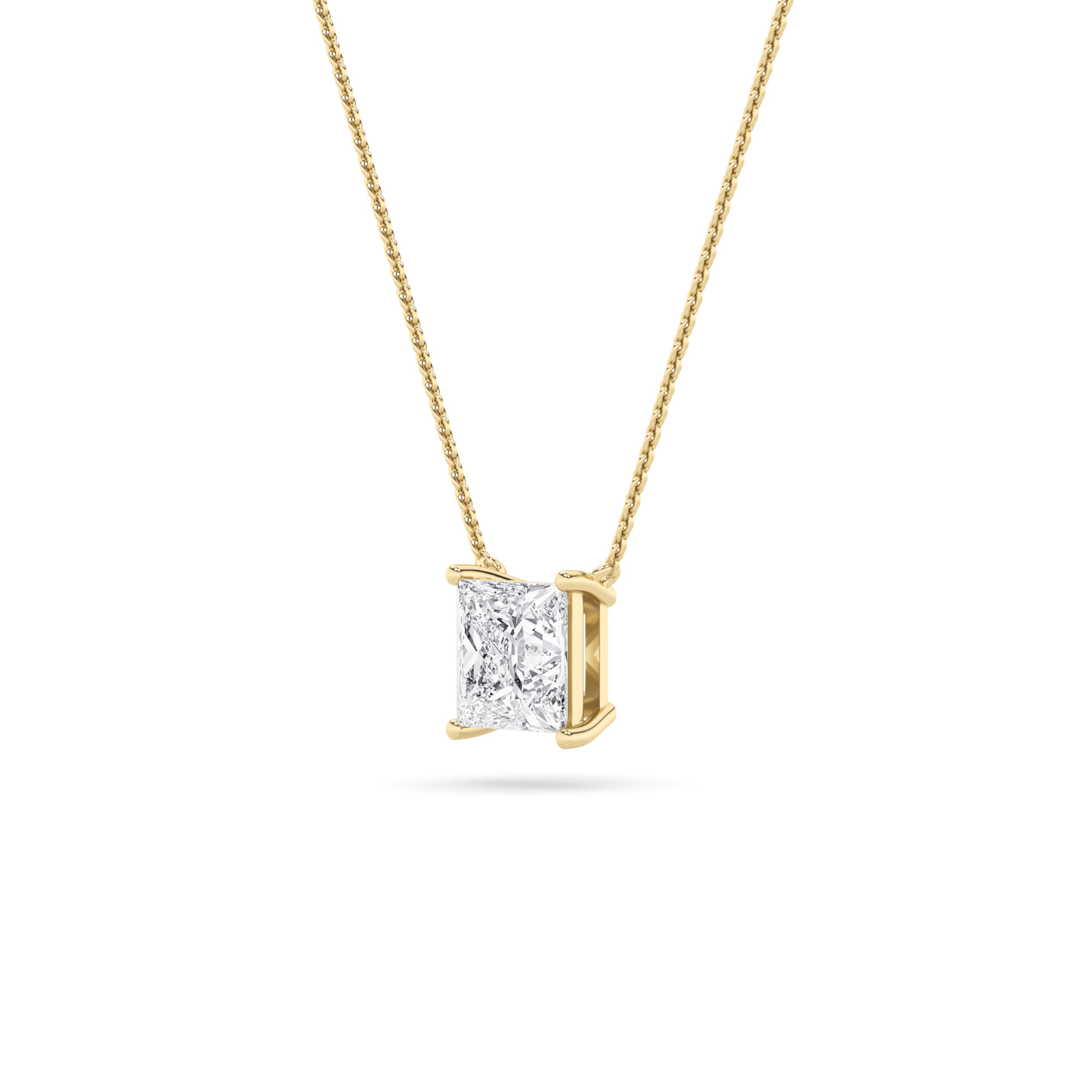 Princess Shaped Lab Grown Diamond (F/VS) Solitaire Necklace in 14K Gold