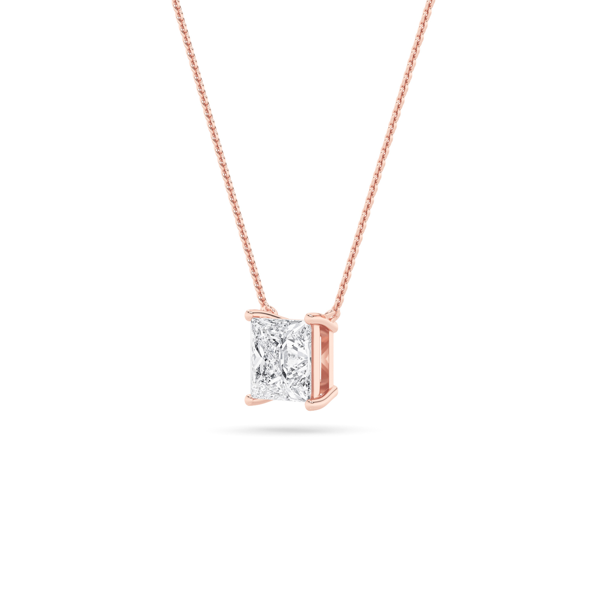 Princess Shaped Lab Grown Diamond (F/VS) Solitaire Necklace in 14K Gold