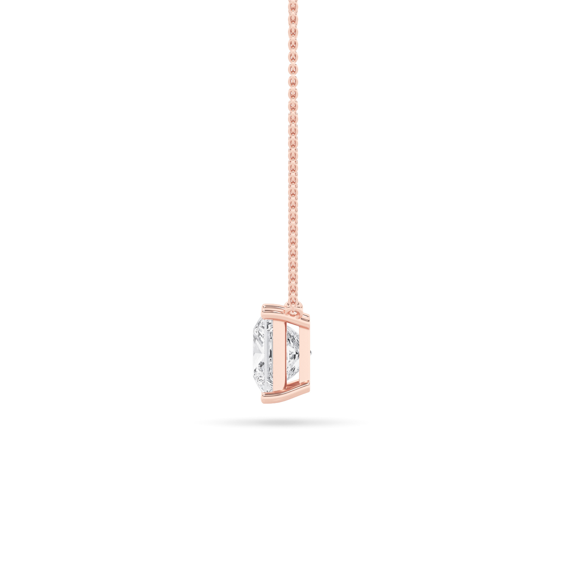Princess Shaped Lab Grown Diamond (F/VS) Solitaire Necklace in 14K Gold