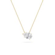 Pear Shaped Lab Grown Diamond (F/VS) East West Solitaire Necklace in 14K Gold
