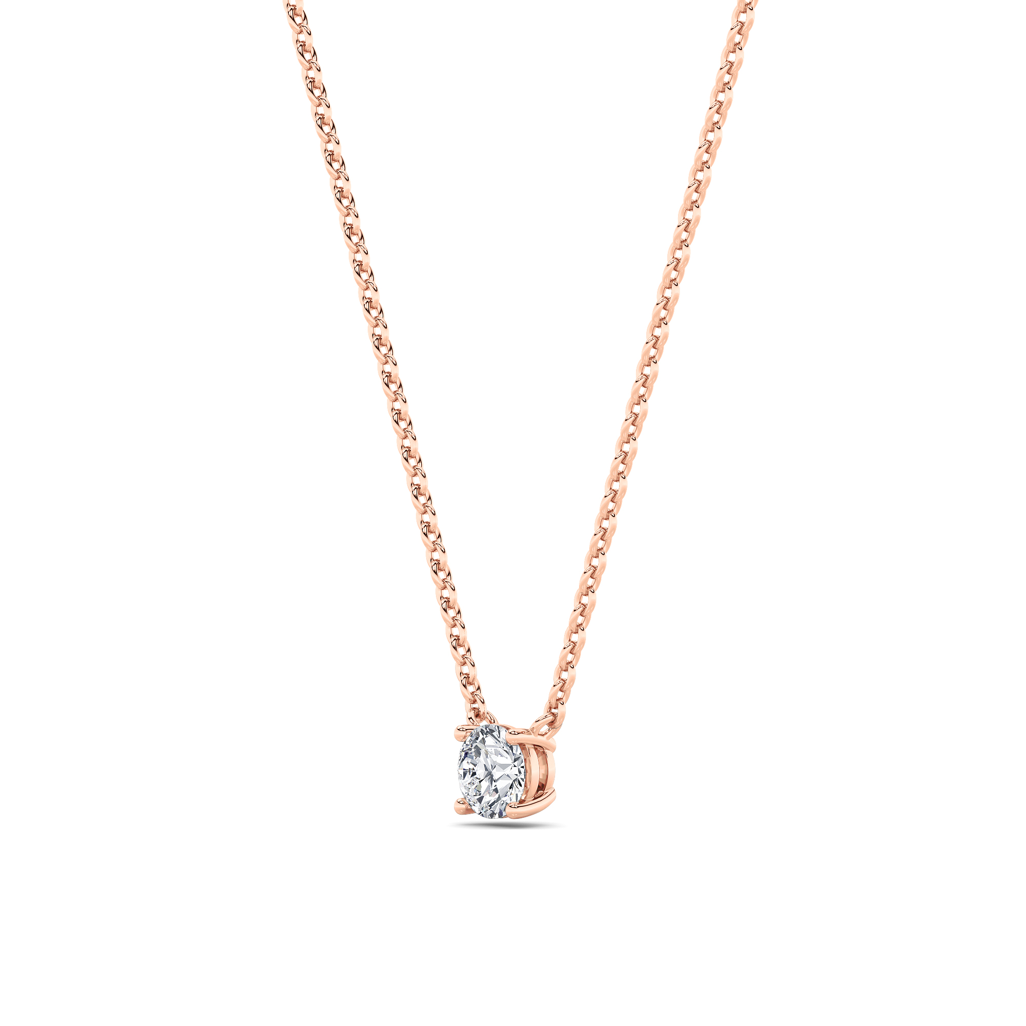 Round Shaped Lab Grown Diamond (F/VS) Solitaire Necklace in 14K Gold