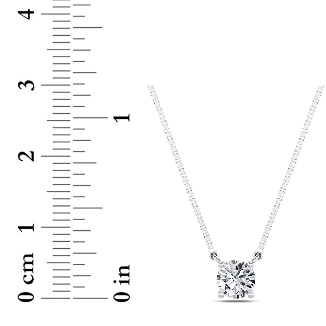 Round Shaped Lab Grown Diamond (F/VS) Solitaire Necklace in 14K Gold