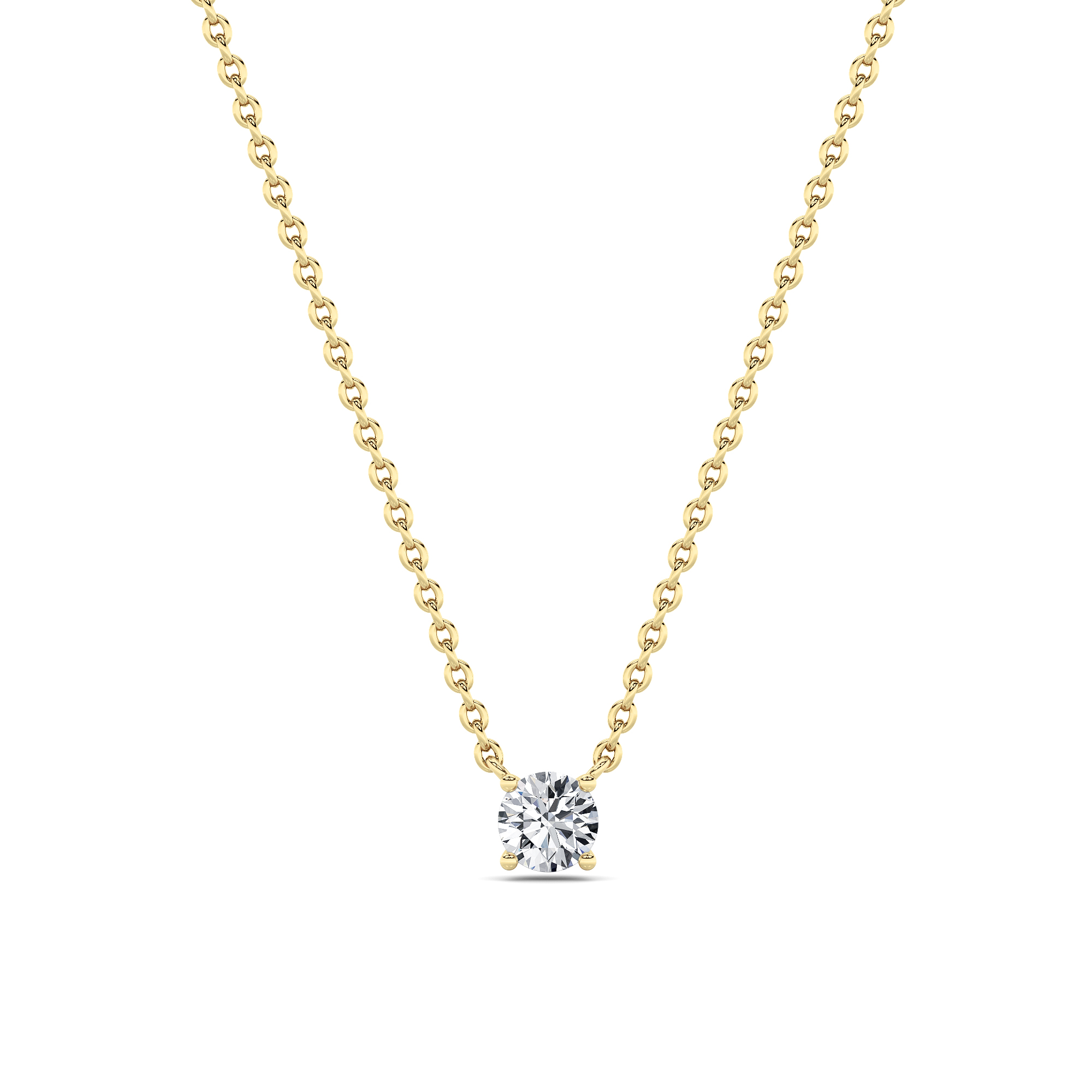 Round Shaped Lab Grown Diamond (F/VS) Solitaire Necklace in 14K Gold