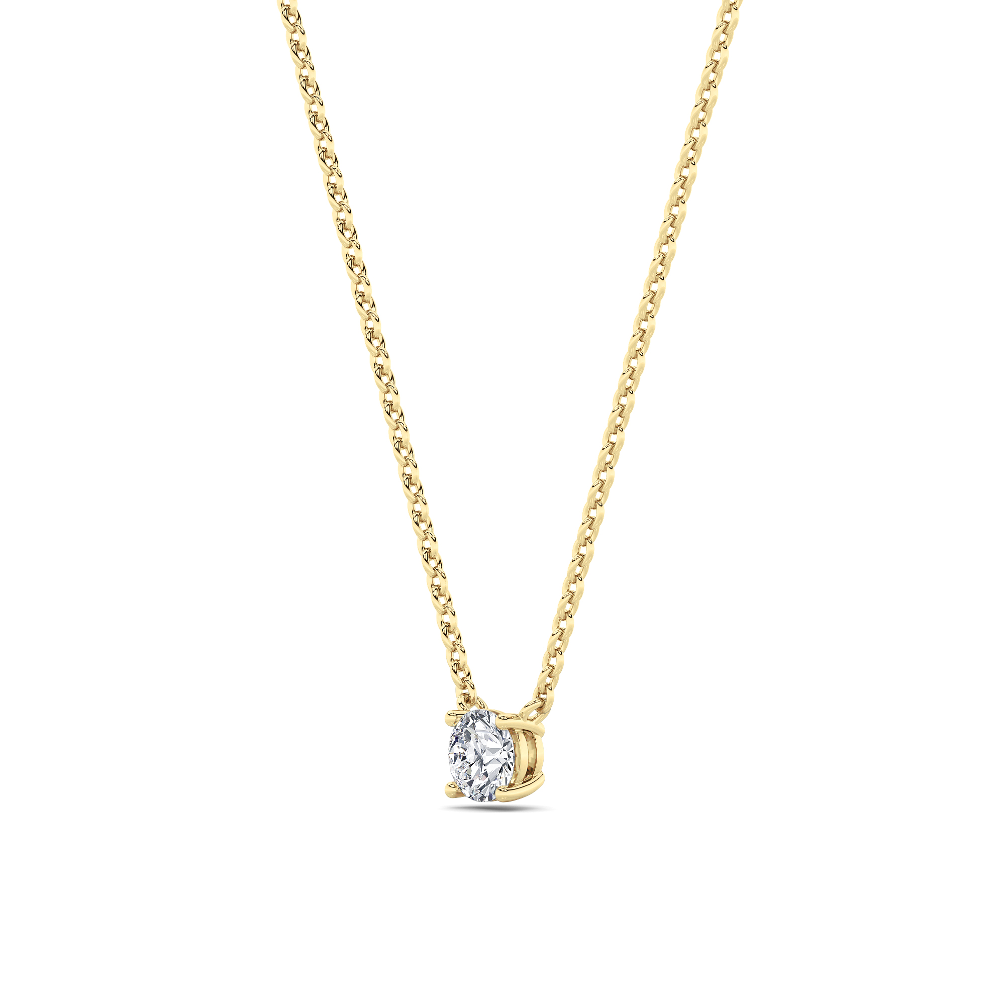Round Shaped Lab Grown Diamond (F/VS) Solitaire Necklace in 14K Gold