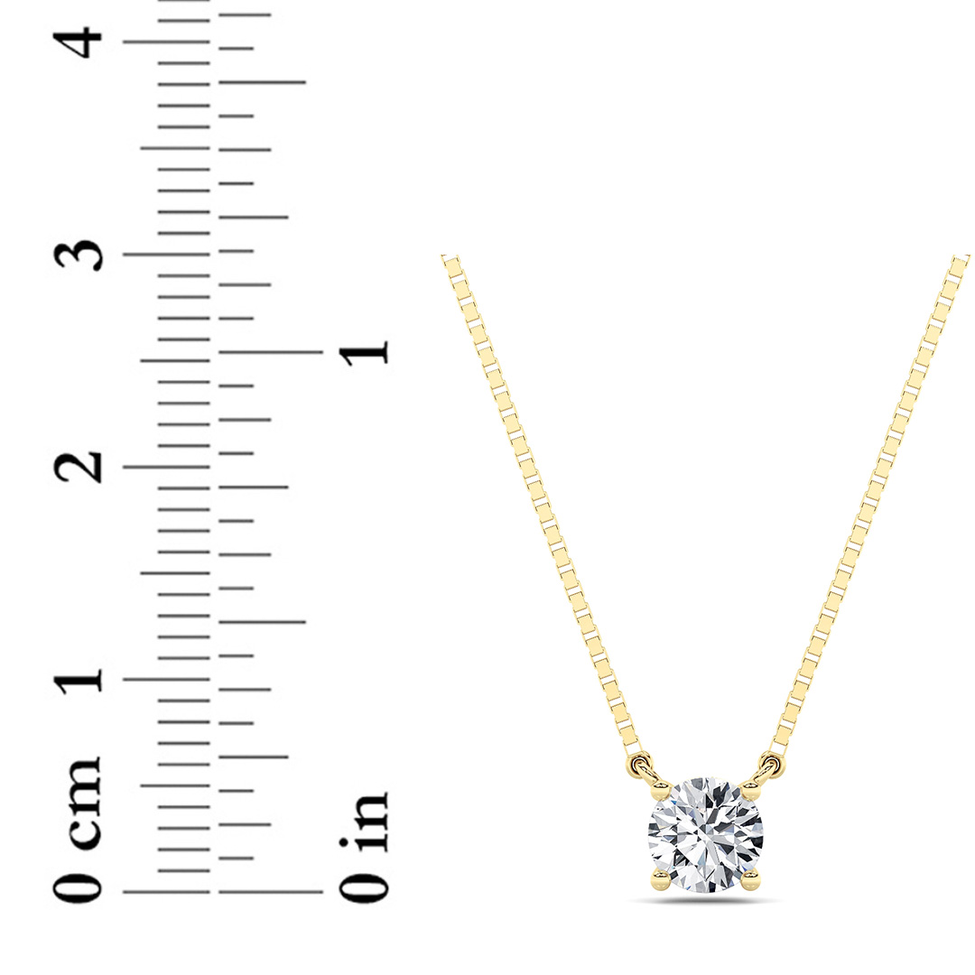 Round Shaped Lab Grown Diamond (F/VS) Solitaire Necklace in 14K Gold