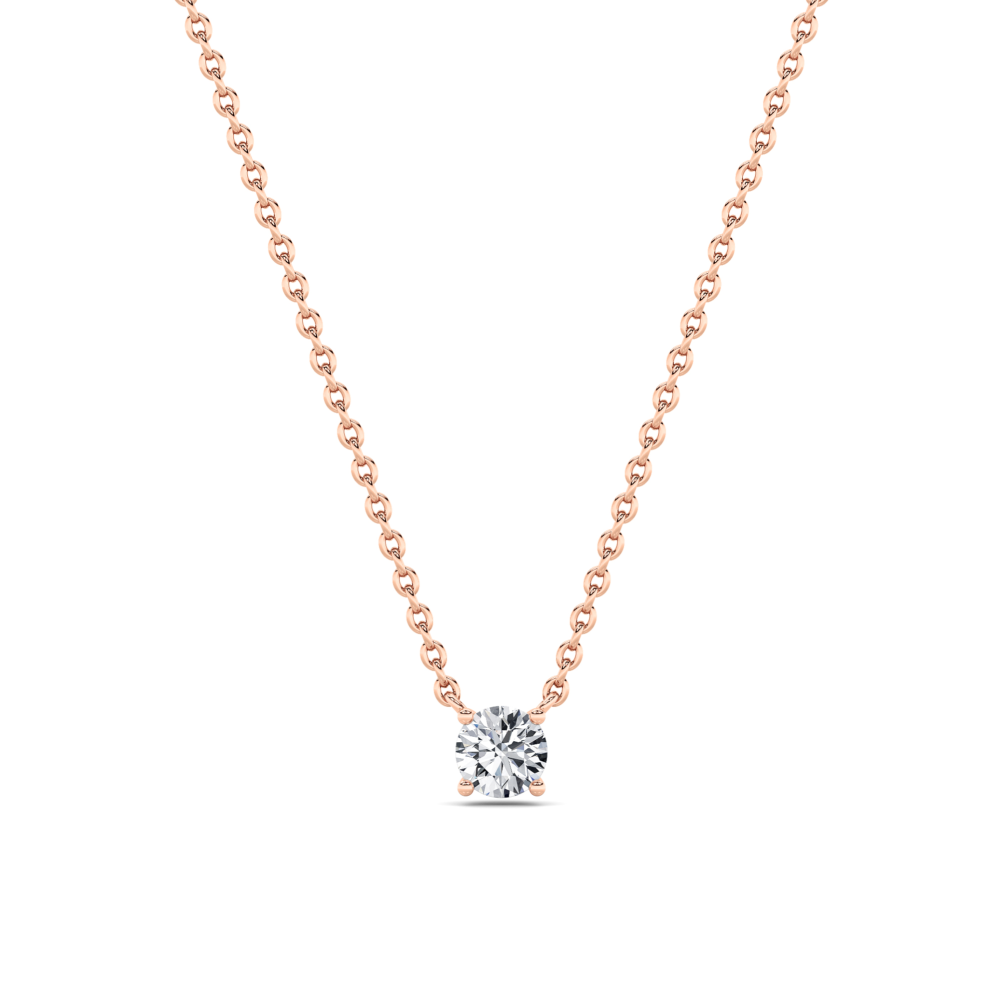 Round Shaped Lab Grown Diamond (F/VS) Solitaire Necklace in 14K Gold