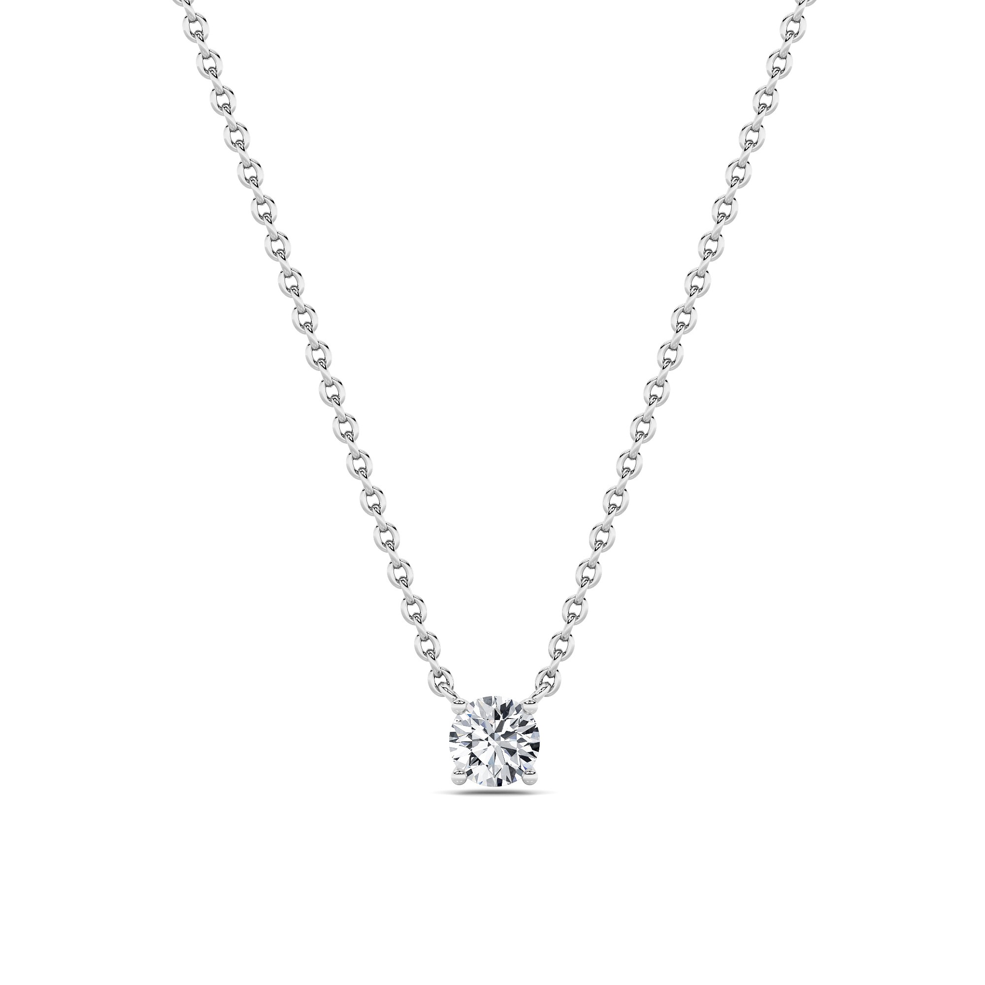 Round Shaped Lab Grown Diamond (F/VS) Solitaire Necklace in 14K Gold