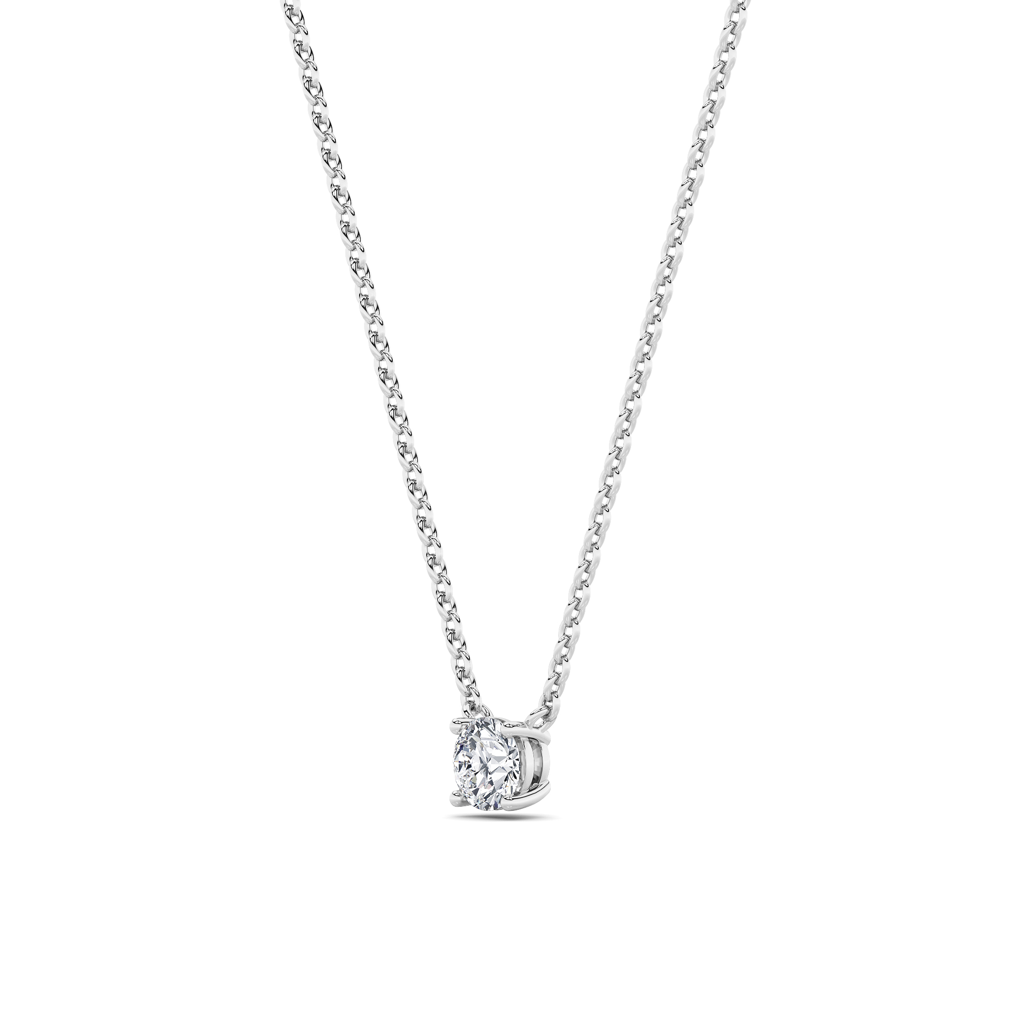 Round Shaped Lab Grown Diamond (F/VS) Solitaire Necklace in 14K Gold