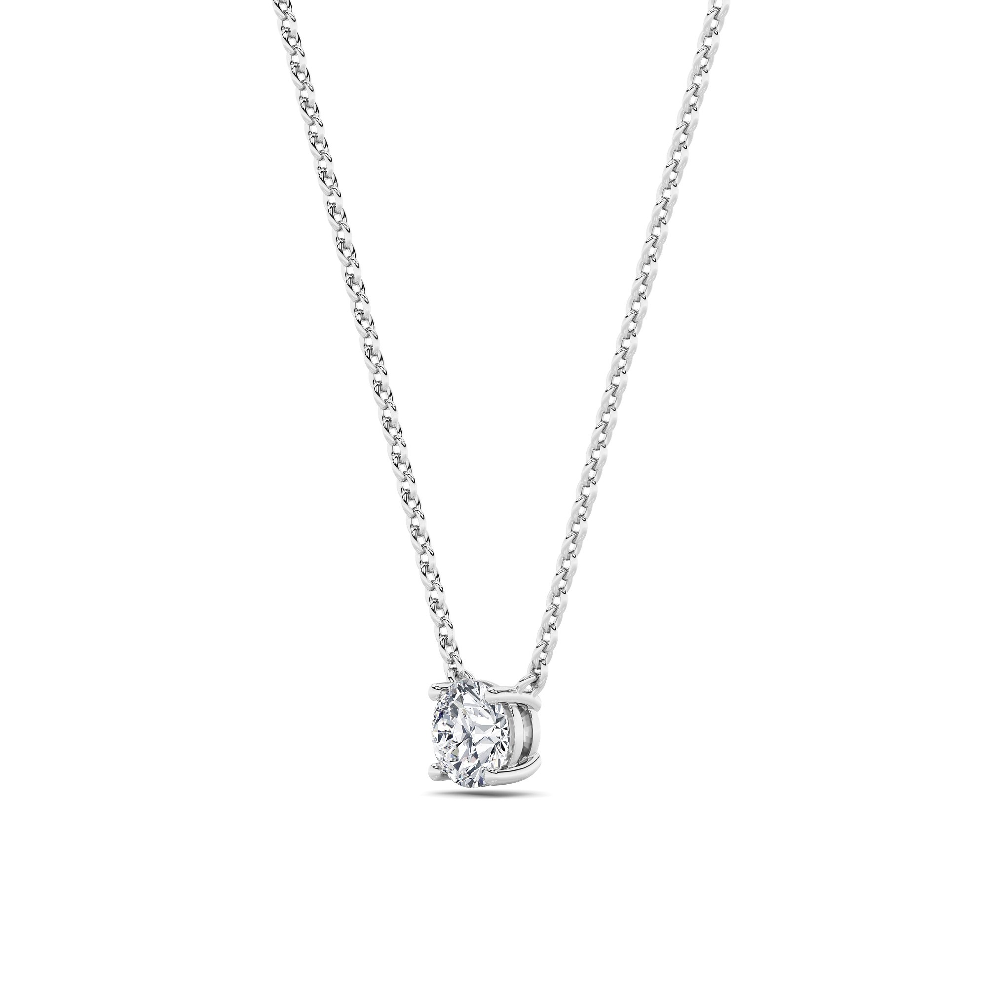 Round Shaped Lab Grown Diamond (F/VS) Solitaire Necklace in 14K Gold