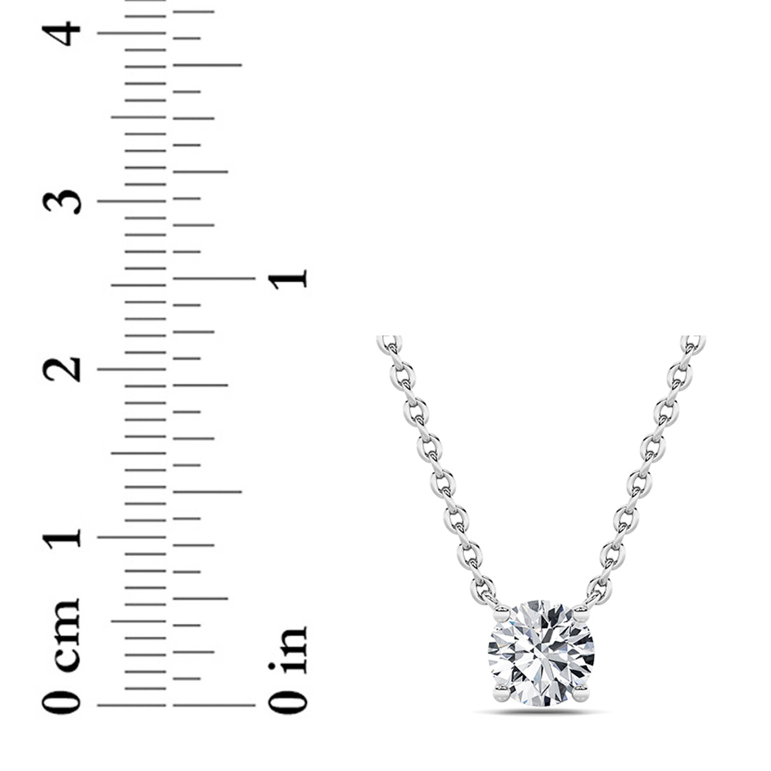 Round Shaped Lab Grown Diamond (F/VS) Solitaire Necklace in 14K Gold