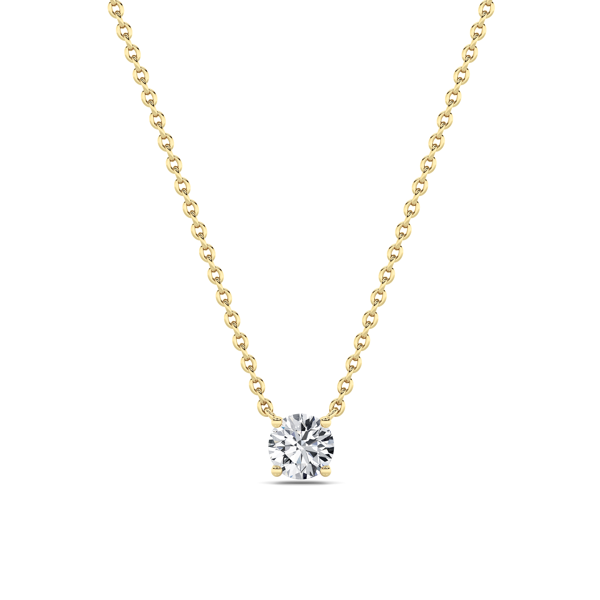 Round Shaped Lab Grown Diamond (F/VS) Solitaire Necklace in 14K Gold
