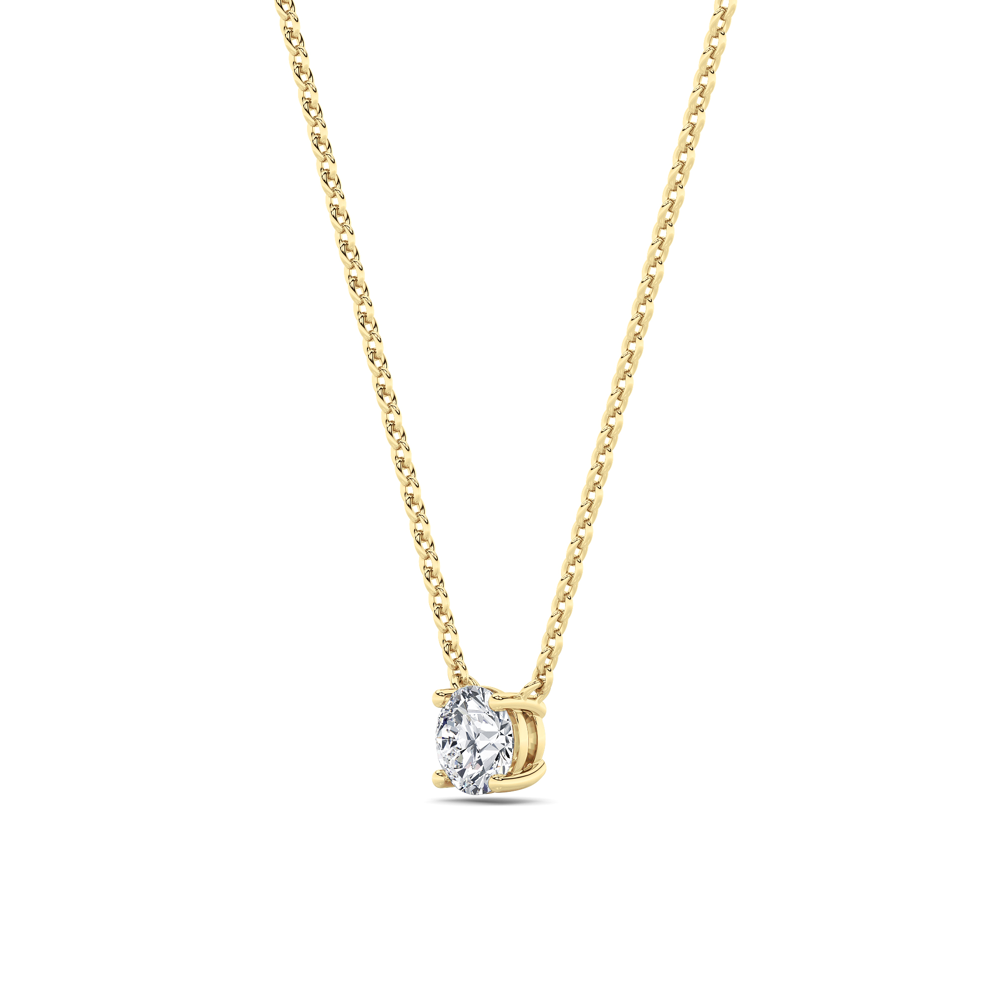 Round Shaped Lab Grown Diamond (F/VS) Solitaire Necklace in 14K Gold