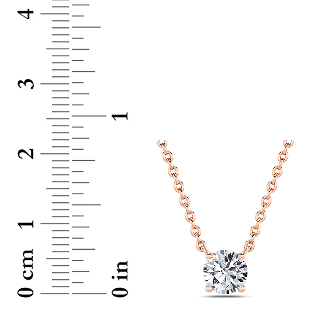 Round Shaped Lab Grown Diamond (F/VS) Solitaire Necklace in 14K Gold