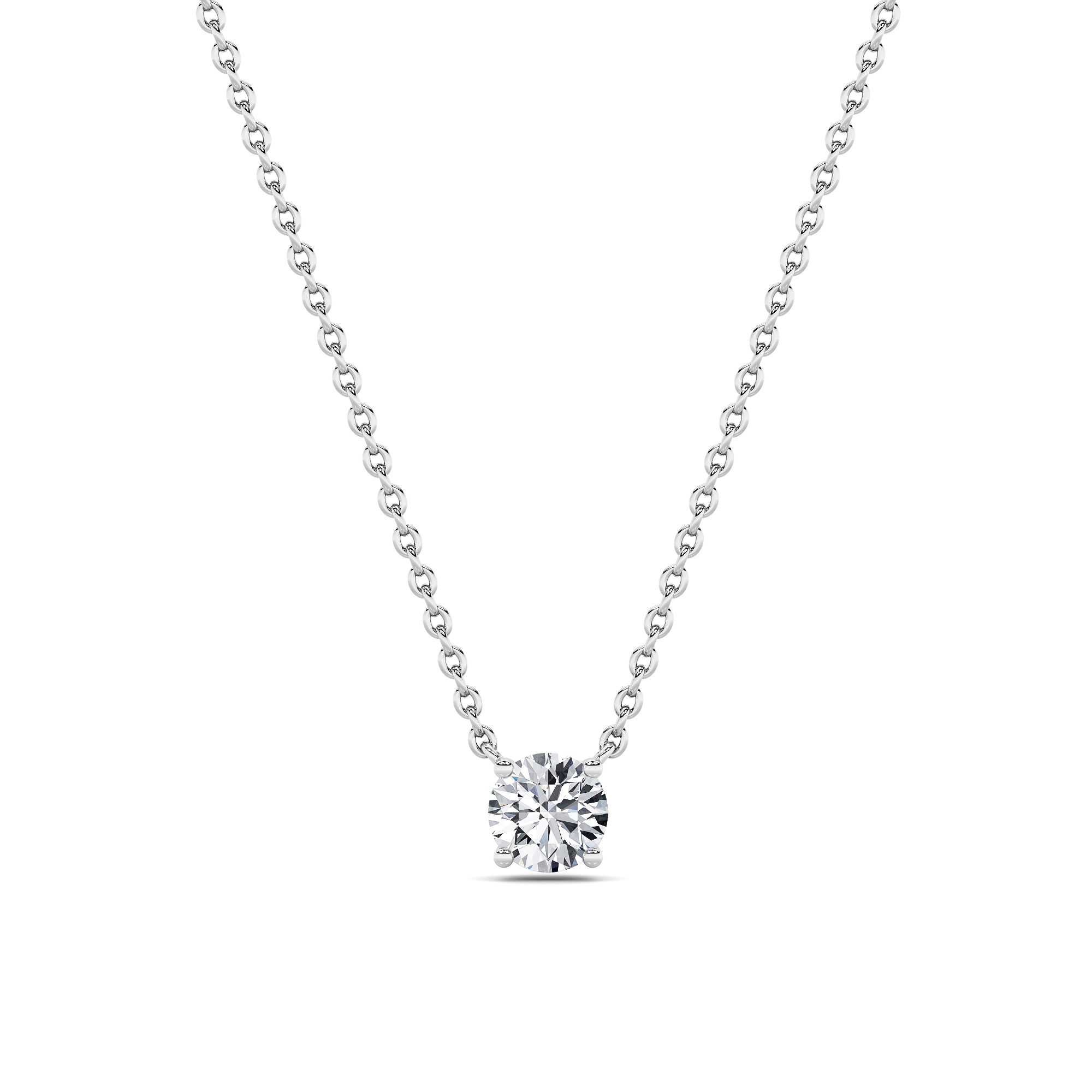 Round Shaped Lab Grown Diamond (F/VS) Solitaire Necklace in 14K Gold