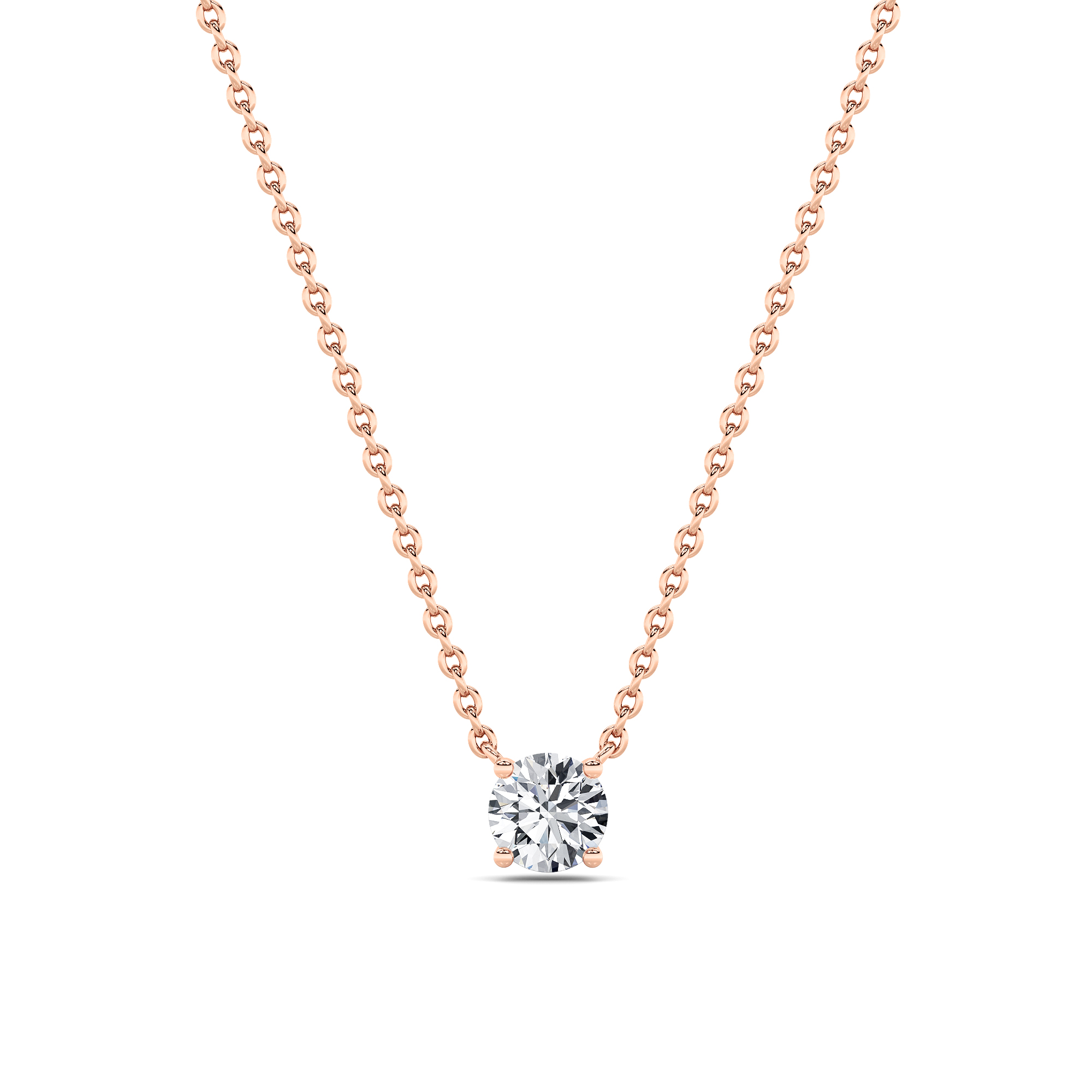 Round Shaped Lab Grown Diamond (F/VS) Solitaire Necklace in 14K Gold