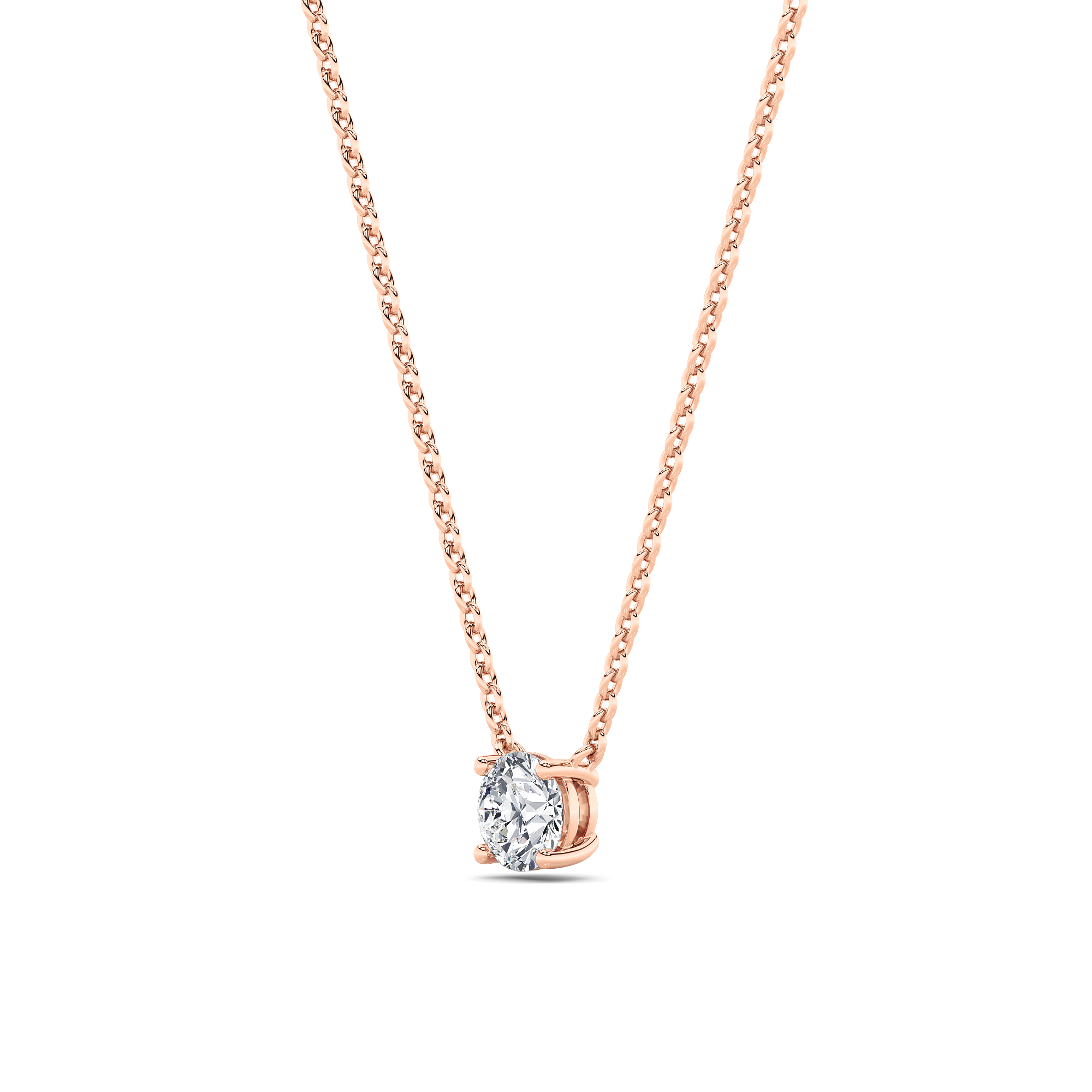 Round Shaped Lab Grown Diamond (F/VS) Solitaire Necklace in 14K Gold